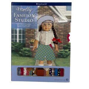American Girl Molly Fashion Studio Kit Paper Doll Design Book Fabric Prints